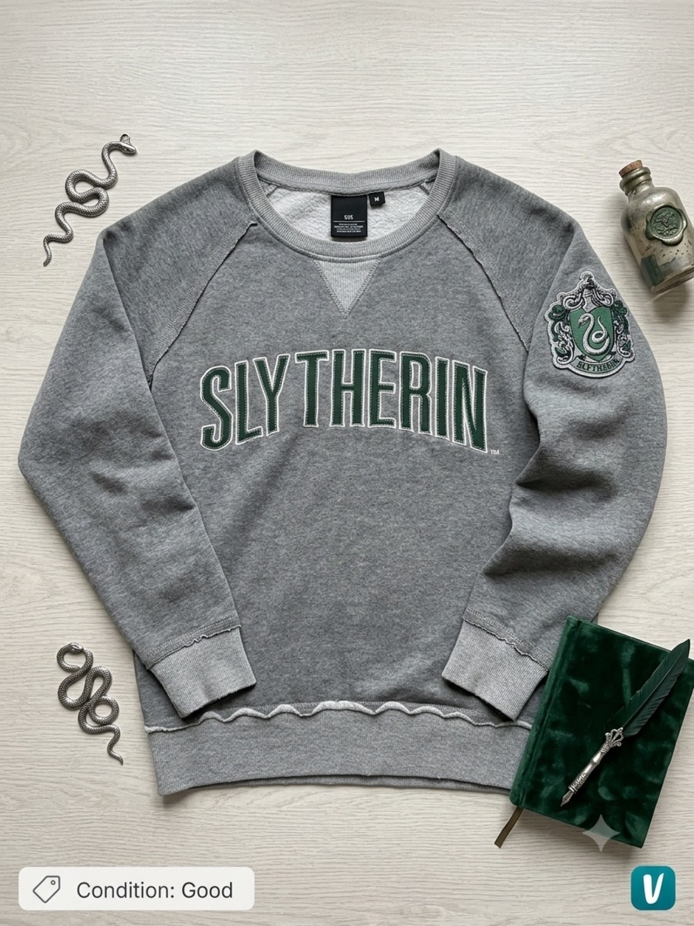 Universal Gray Crewneck Sweatshirt with Green Lettering